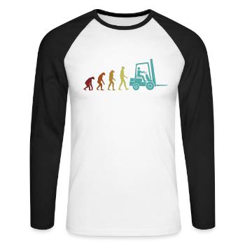 Chariot élévateur tout-terrain Evolution - T-shirt baseball manches longues Homme - blanc/noir - Devant - Nik (191cm)
