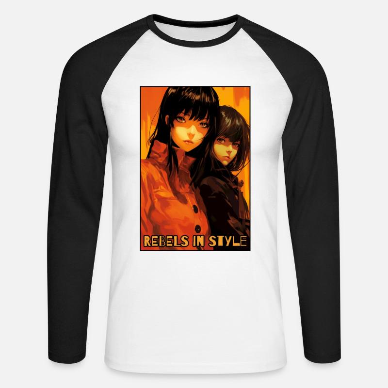 Rebellen mit Stil: Anime-Mädchen - Unisex Baseballshirt langarm - Weiß/Schwarz