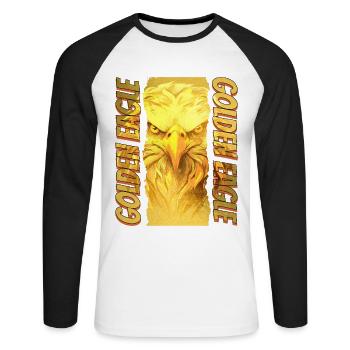 Eagle Head Gold Bird of Prey Bird Animal Nature - T-shirt baseball manches longues Homme - blanc/noir - Devant - Nik (191cm)