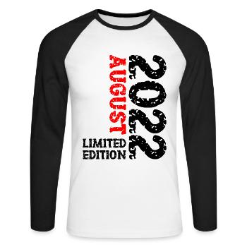 2022 August Limited Edition 1. Geburtstag Outfit - Unisex Baseballshirt langarm - Weiß/Schwarz - Vorne - Nik (191cm)