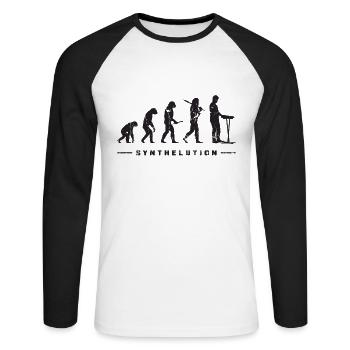 Synthelution - Synthesizer Analog Synth - - Unisex Baseballshirt langarm - Weiß/Schwarz - Vorne - Nik (191cm)