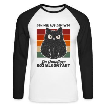 Geh Mir Aus Dem Weg Unnötiger Sozialkontakt - Unisex Baseballshirt langarm - Weiß/Schwarz - Vorne - Nik (191cm)