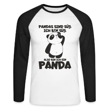 Pandas Sind Süß Ich Bin Süß Also Bin Ich Ein - Unisex Baseballshirt langarm - Weiß/Schwarz - Vorne - Nik (191cm)