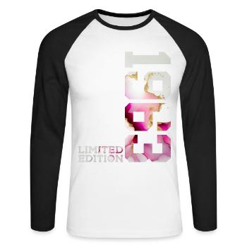 63. GEBURTSTAG 63 JAHRE LIMITED EDITION 1963 - Unisex Baseballshirt langarm - Weiß/Schwarz - Vorne - Nik (191cm)