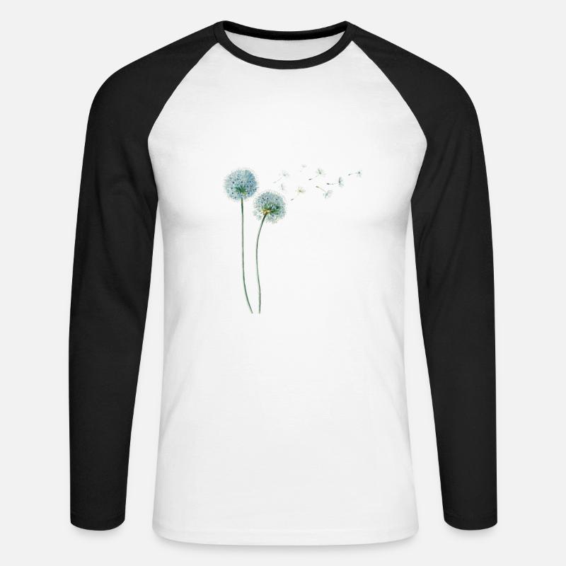 Löwenzahn Dandelion - Unisex Baseballshirt langarm - Weiß/Schwarz