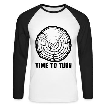 Time To Turn Woodturning Craftsmanship Woodturner - Unisex Long Sleeve Baseball T-Shirt - white/black - Front - Nik (191cm)