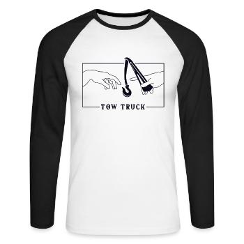 Michelangelo Création de la dépanneuse Adam - T-shirt baseball manches longues Homme - blanc/noir - Devant - Nik (191cm)