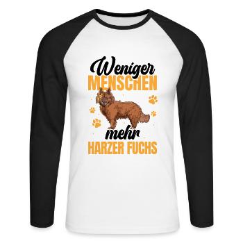 Mehr Harzer Fuchs altdeutscher Hütefuchs - Unisex Baseballshirt langarm - Weiß/Schwarz - Vorne - Nik (191cm)