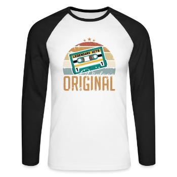 Juli 1993 Jahrgang Vintage Geburtstag Juli 1993 - Unisex Baseballshirt langarm - Weiß/Schwarz - Vorne - Nik (191cm)