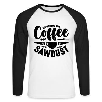 Running On Coffee And Sawdust Woodwork Carpenters - Unisex Baseballshirt langarm - Weiß/Schwarz - Vorne - Nik (191cm)