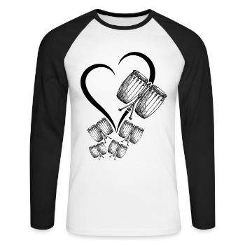 Congas Heart Conga Drums Instruments Conga Musicia - T-shirt baseball manches longues Homme - blanc/noir - Devant - Nik (191cm)