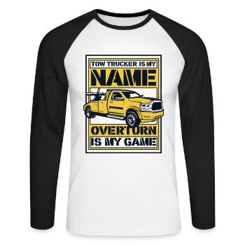 Is My Name Overturn Is My Game Abschlepper - Unisex Baseballshirt langarm - Weiß/Schwarz - Vorne - Nik (191cm)