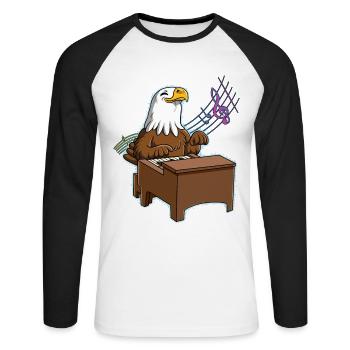 Adler Piano Player - Unisex Long Sleeve Baseball T-Shirt - white/black - Front - Nik (191cm)