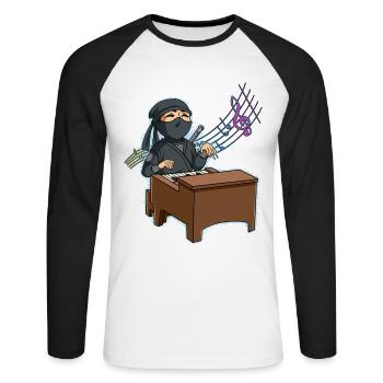 Ninja Piano Player - Unisex Long Sleeve Baseball T-Shirt - white/black - Front - Nik (191cm)