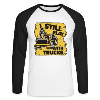 Je joue toujours avec le conducteur de remorquage de camions - T-shirt baseball manches longues Homme - blanc/noir - Devant - Nik (191cm)