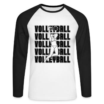 Volleyball Retro Beach Holiday Volleyball Player - Unisex Baseballshirt langarm - Weiß/Schwarz - Vorne - Nik (191cm)