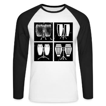 Conga Drums Conga Instruments - T-shirt baseball manches longues Homme - blanc/noir - Devant - Nik (191cm)