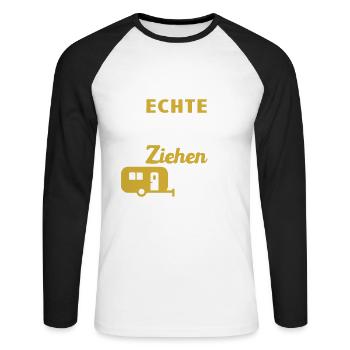 echte kerle ziehen wohnwagen - Unisex Baseballshirt langarm - Weiß/Schwarz - Vorne - Nik (191cm)