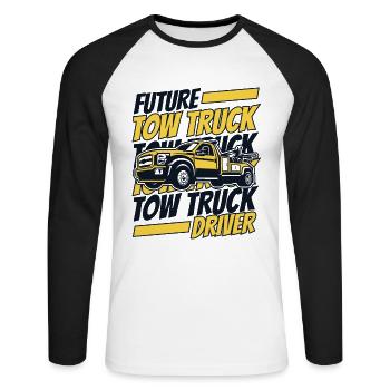 Le futur conducteur de dépanneuse Abschlepper Fahrer - T-shirt baseball manches longues Homme - blanc/noir - Devant - Nik (191cm)