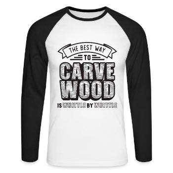 La meilleure façon de sculpter le bois Woodsman Wood Carver - T-shirt baseball manches longues Homme - blanc/noir - Devant - Nik (191cm)