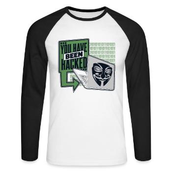 Vous avez été piraté Phishing Sniffer Grey Hat - T-shirt baseball manches longues Homme - blanc/noir - Devant - Nik (191cm)