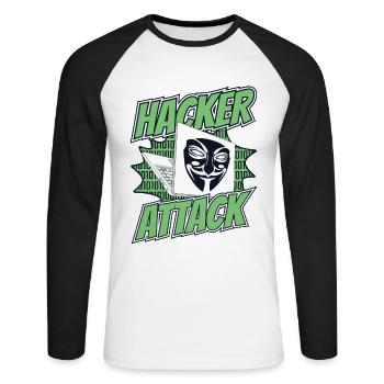 Attaque de hacker Social Engineering Phishing Sniffer - T-shirt baseball manches longues Homme - blanc/noir - Devant - Nik (191cm)