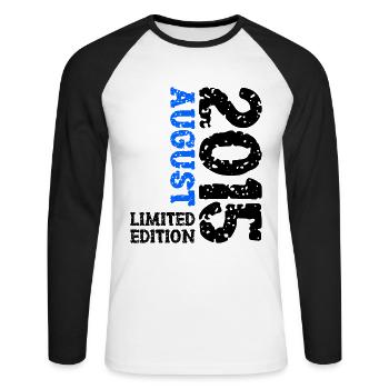 2015 Août Édition Limitée 8ème Tenue d’Anniversaire - T-shirt baseball manches longues Homme - blanc/noir - Devant - Nik (191cm)