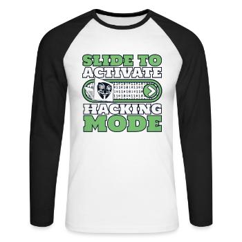 Faites glisser pour activer le renifleur de phishing en mode piratage - T-shirt baseball manches longues Homme - blanc/noir - Devant - Nik (191cm)