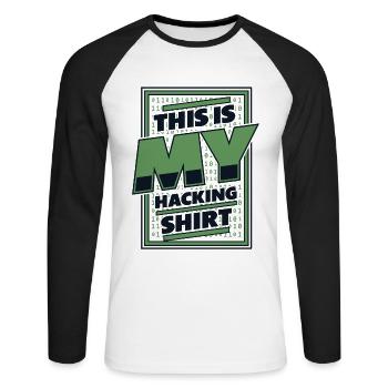 Ceci est mon Hacking Vêtements Phishing Sniffer Gris - T-shirt baseball manches longues Homme - blanc/noir - Devant - Nik (191cm)