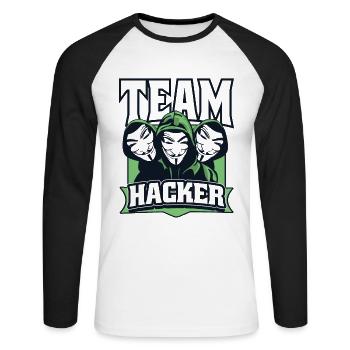 Team Hacker Social Engineering Phishing Sniffer - T-shirt baseball manches longues Homme - blanc/noir - Devant - Nik (191cm)