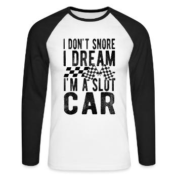 Je ne ronfle pas Je rêve que je suis une idée cadeau de voiture à sous - T-shirt baseball manches longues Homme - blanc/noir - Devant - Nik (191cm)