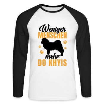 Mehr Do Khyi Tibetmastiff Tibetdogge - Unisex Baseballshirt langarm - Weiß/Schwarz - Vorne - Nik (191cm)