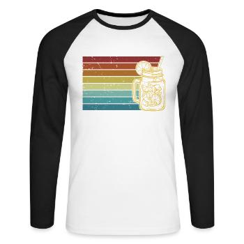 Retro Lemonade Lemonade Seller - Unisex Long Sleeve Baseball T-Shirt - white/black - Front - Nik (191cm)