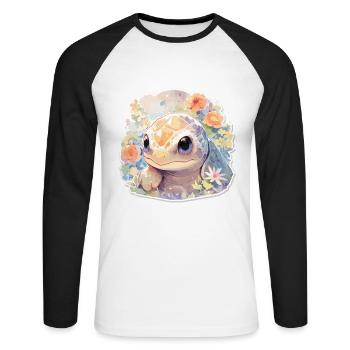 Turtle Lizard Turtle Baby Turtles - Unisex Long Sleeve Baseball T-Shirt - white/black - Front - Nik (191cm)
