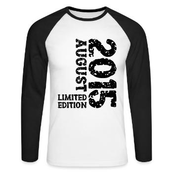 2015 Août Édition Limitée 8ème Tenue d’Anniversaire - T-shirt baseball manches longues Homme - blanc/noir - Devant - Nik (191cm)