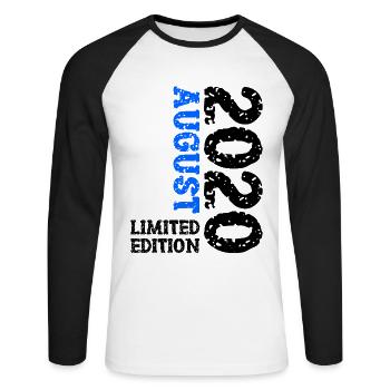 2020 août édition limitée 3e anniversaire tenue - T-shirt baseball manches longues Homme - blanc/noir - Devant - Nik (191cm)