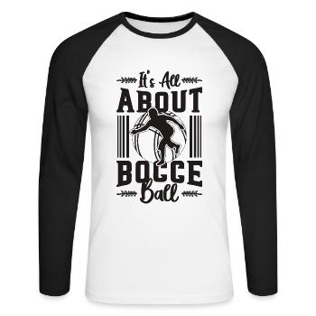 Tout tourne autour de la pétanque pétanque - T-shirt baseball manches longues Homme - blanc/noir - Devant - Nik (191cm)
