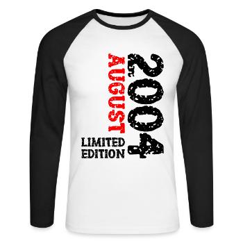 2004 August Limited Edition 19. Geburtstag Outfit - Unisex Baseballshirt langarm - Weiß/Schwarz - Vorne - Nik (191cm)