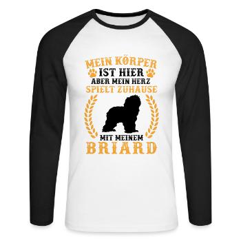 Spiele mit meinem Briard Berger de Brie - Unisex Baseballshirt langarm - Weiß/Schwarz - Vorne - Nik (191cm)