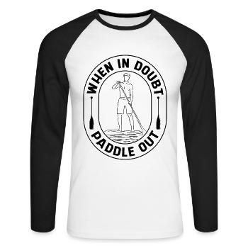 When In Doubt Paddle Water Sports Paddle Boarder - Unisex Long Sleeve Baseball T-Shirt - white/black - Front - Nik (191cm)