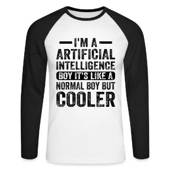 I'm A Artificial Intelligence Boy Artificial Intel - Unisex Baseballshirt langarm - Weiß/Schwarz - Vorne - Nik (191cm)