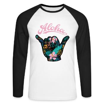 6 Aloha Shaka - Unisex Long Sleeve Baseball T-Shirt - white/black - Front - Nik (191cm)