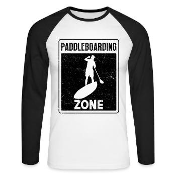 Paddleboarding Zone Paddle Surfing Paddle Boarder - Unisex Long Sleeve Baseball T-Shirt - white/black - Front - Nik (191cm)