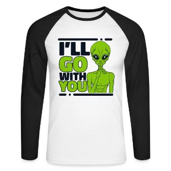 Je vais aller avec toi Ufo Conspiracy Extraterrestrial - T-shirt baseball manches longues Homme - blanc/noir - Devant - Nik (191cm)