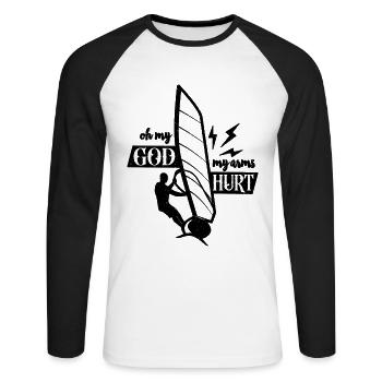 Oh mon dieu mes bras font mal à l’amateur de planche à voile wakeboard - T-shirt baseball manches longues Homme - blanc/noir - Devant - Nik (191cm)
