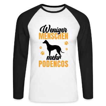 Mehr Podencos spanischer Windhund - Unisex Baseballshirt langarm - Weiß/Schwarz - Vorne - Nik (191cm)
