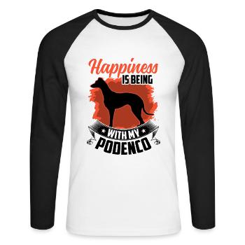 Podenco makes happy Spanish greyhound - Unisex Long Sleeve Baseball T-Shirt - white/black - Front - Nik (191cm)
