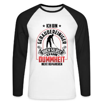 Gebäudereiniger nicht reparieren Fensterputzer - Unisex Baseballshirt langarm - Weiß/Schwarz - Vorne - Nik (191cm)