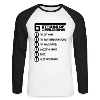 Drôle Lol Nerd Informaticien - T-shirt baseball manches longues Homme - blanc/noir - Devant - Nik (191cm)
