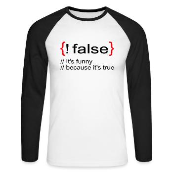 Drôle Lol Nerd Informaticien - T-shirt baseball manches longues Homme - blanc/noir - Devant - Nik (191cm)